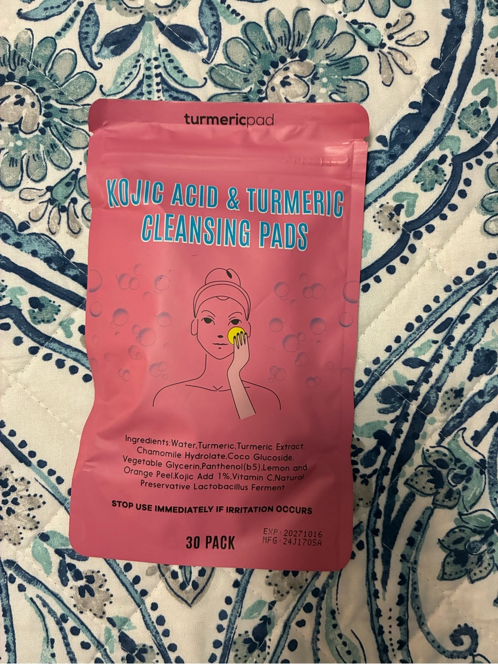 Kojic Acid & Turmeric Cleansing Pads - Pink Pack